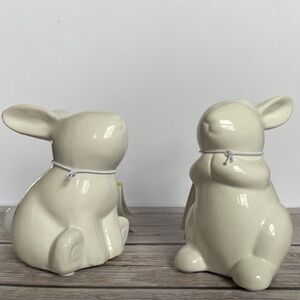 (2) Off White Bunny Figurines